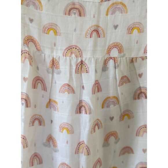 Nola Tawk Muslin Romper Chase Rainbows 2T Organic Cotton White Multicolor NWT - Picture 7 of 16